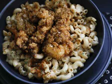 Bee Sting Chicken pairs well with Cajun Mac and Cheese