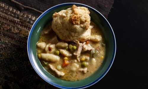 Dig into this turkey and gnocchi soup and cheesy biscuits, which pair perfectly with fall