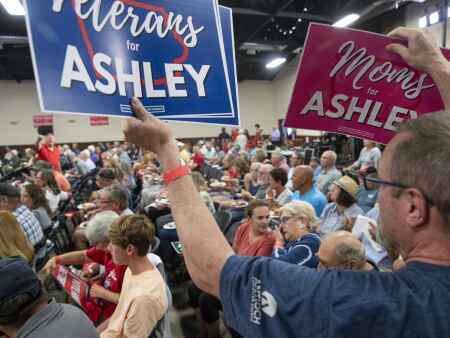 Parental rights becomes focus at Ashley Hinson rally